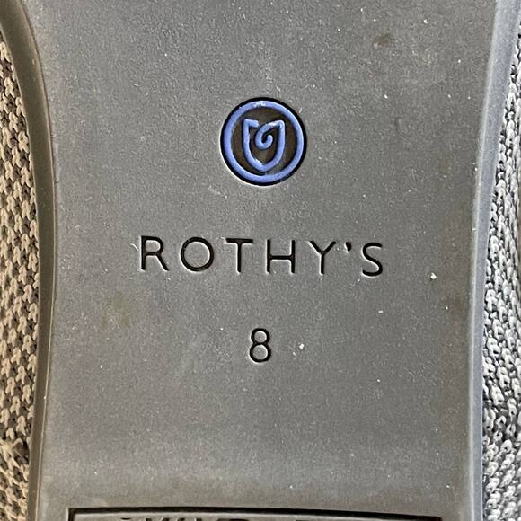 Rothys Birdseye Round Toe Charcoal Gray Pebble Flats Size 8W - Picture 10 of 10